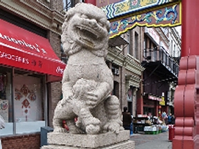 Chinatown lion at the gate